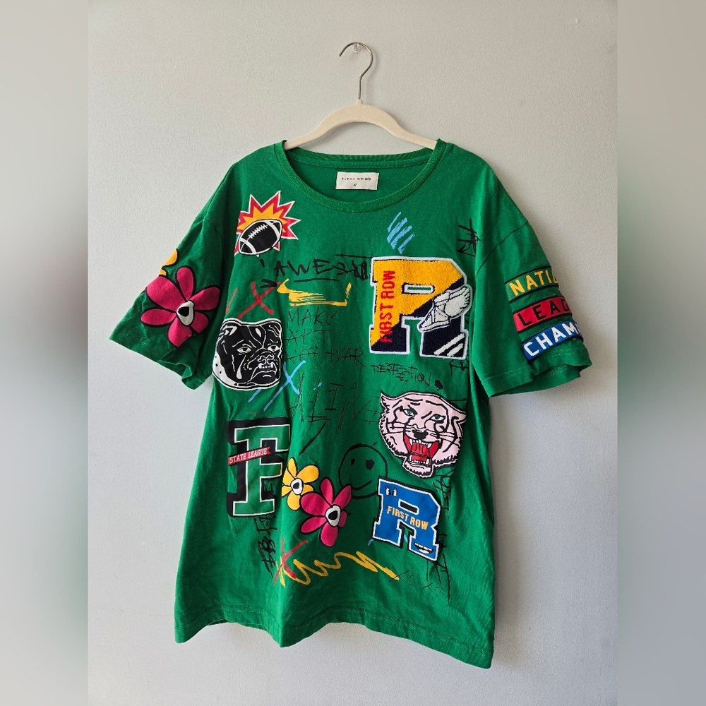 First ROW make Love Not War T-shirt Green XL